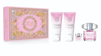 Estuche Versace Bright Crystal pour femme Mujer EDT 4pz Perfume 90ml+Mini 5ml+Crema+Shower Gel
